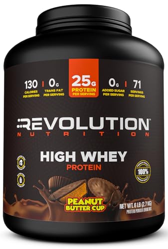 Revolution Nutrition, High Whey, Protein Powder 2LB, Whey Isolate, Gluten Free, Lean Muscle Mass for Men &amp; Women, 25g of Protein Per Scoop, 908 g, 24 Servings (Caramel Iced Cappuccino, 2 Pound)