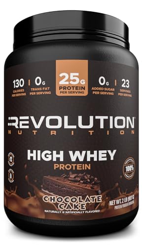 Revolution Nutrition, High Whey, Protein Powder 2LB, Whey Isolate, Gluten Free, Lean Muscle Mass for Men &amp; Women, 25g of Protein Per Scoop, 908 g, 24 Servings (Caramel Iced Cappuccino, 2 Pound)