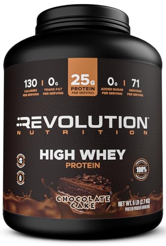 Revolution Nutrition, High Whey, Protein Powder 2LB, Whey Isolate, Gluten Free, Lean Muscle Mass for Men &amp; Women, 25g of Protein Per Scoop, 908 g, 24 Servings (Caramel Iced Cappuccino, 2 Pound)