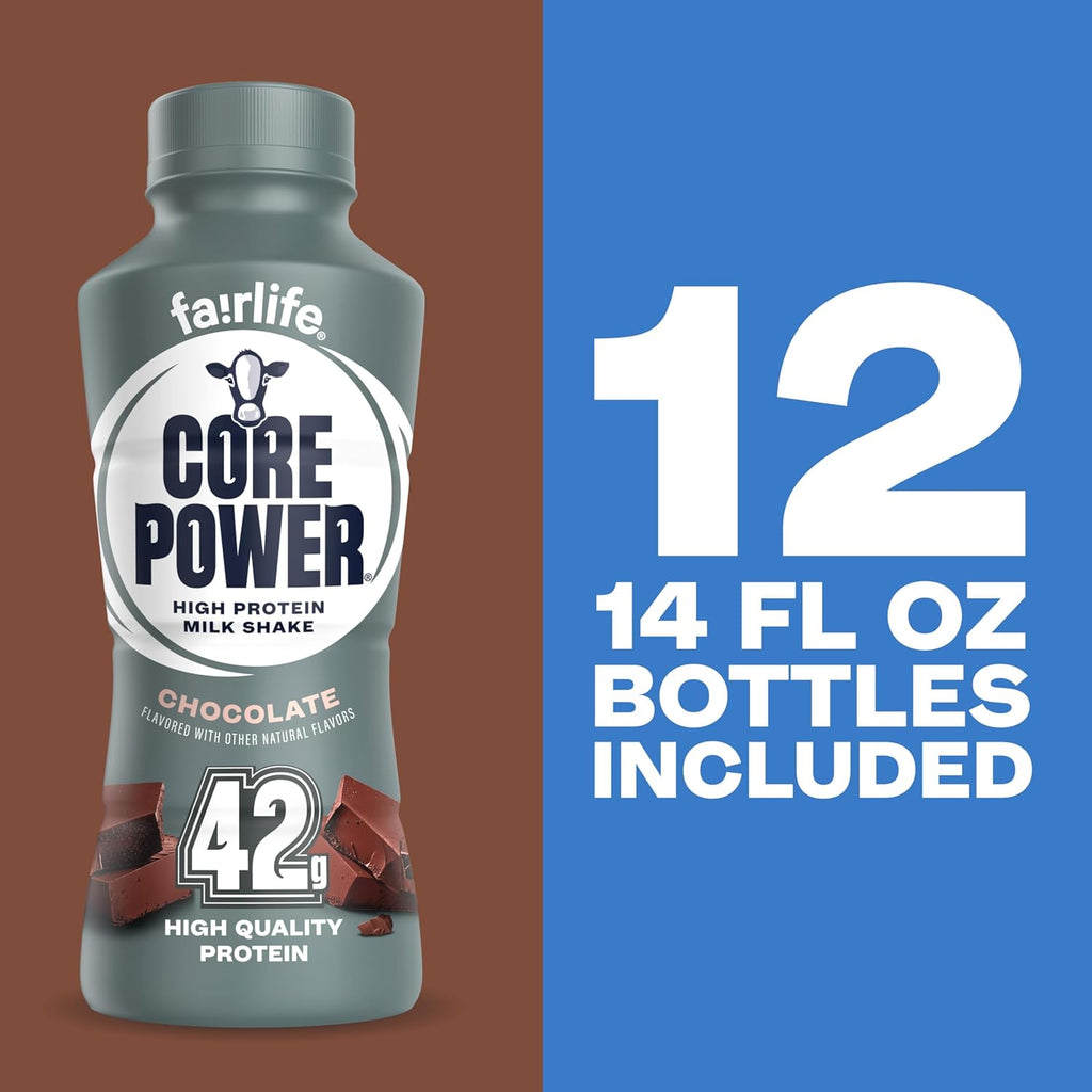 Core Power Fairlife Elite 42g High Protein Milk Shakes, Ready to Drink for Workout Recovery, Chocolate, 14 Fl Oz (Pack of 12)