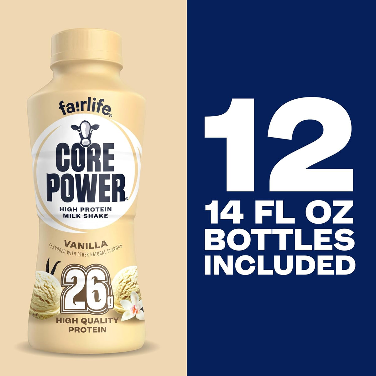 Core Power Protein Shake, Vanilla, 26g Bottle, 14oz