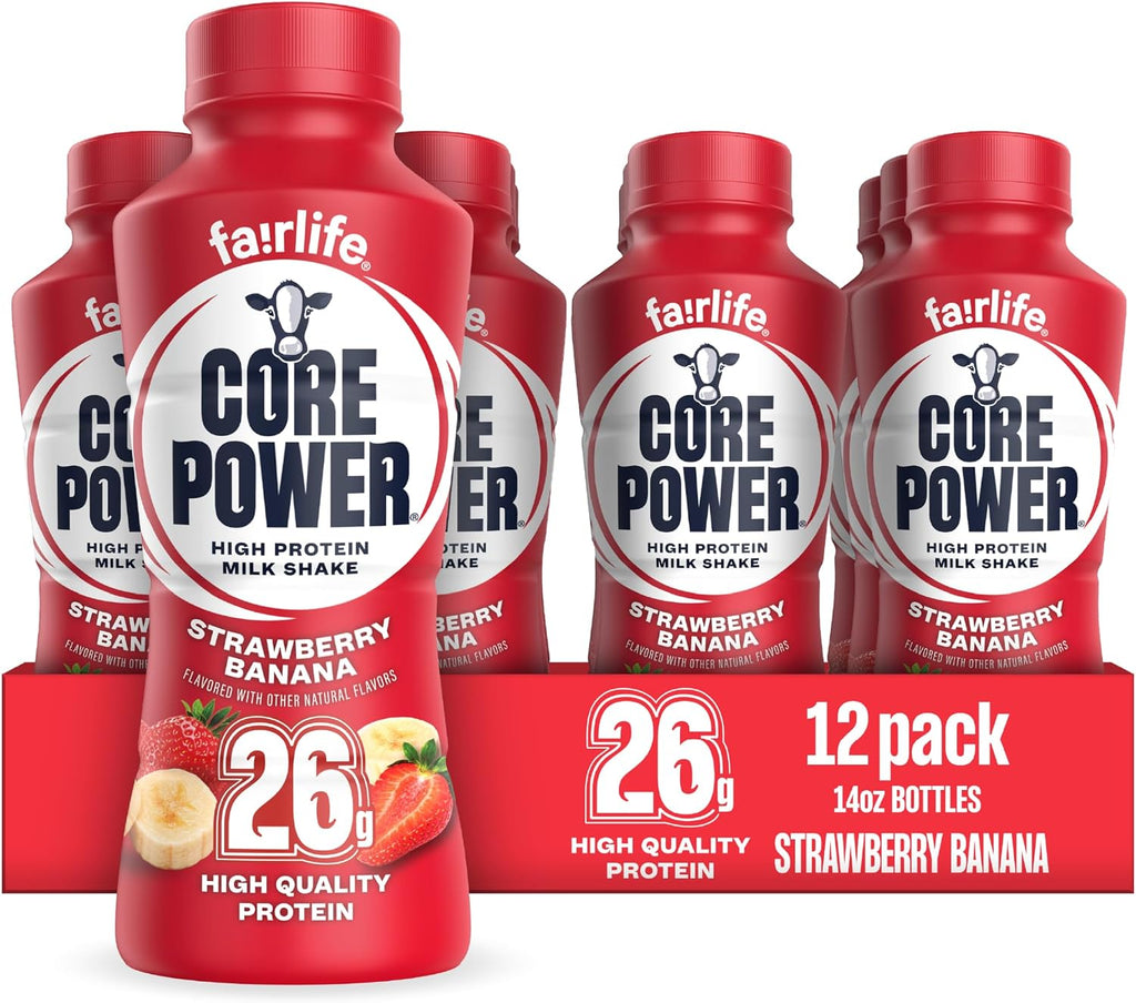 Core Power Protein Shake, Strawberry Banana, 26g Bottle, 14oz